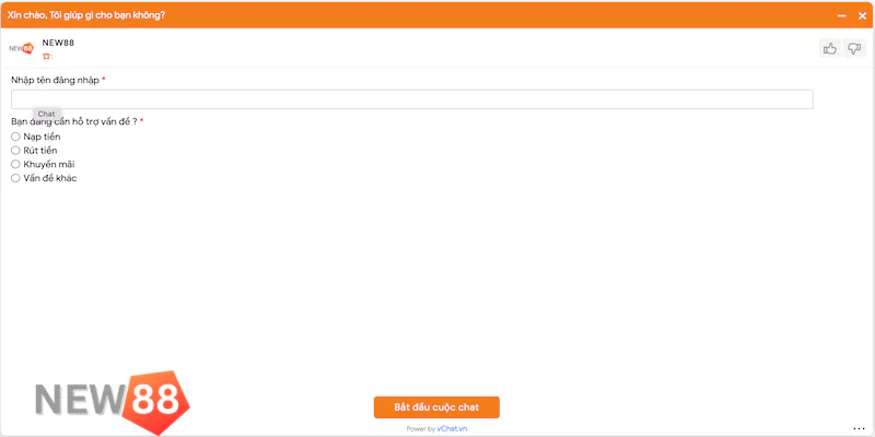 Liên hệ New88 - Các kênh kết nối bet thủ không nên bỏ qua Chat với nhân viên New88 qua live chat